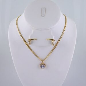 Cadenas & Colgantes & Earrings/ Chain W/Pendants /  14K Real Color/  Zircon Stone/  2mmx45cm// SET1071