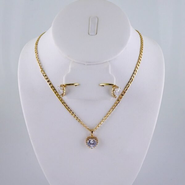 Cadenas & Colgantes & Earrings/ Chain W/Pendants /  14K Real Color/  Zircon Stone/  2mmx45cm// SET1071