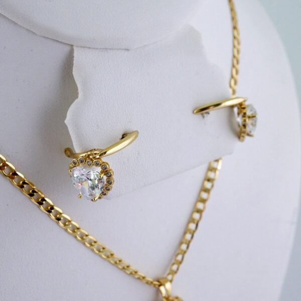 Cadenas & Colgantes & Earrings/ Chain W/Pendants /  14K Real Color/  Zircon Stone/  2mmx45cm// SET1071 - Image 2