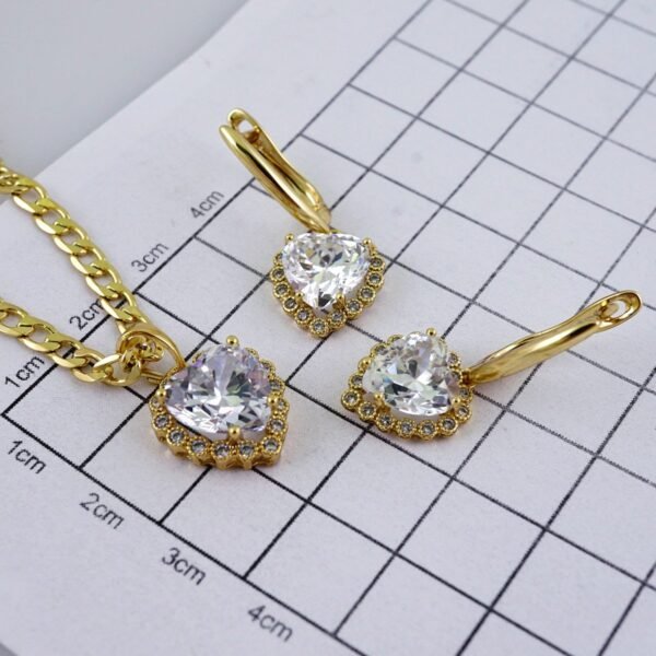 Cadenas & Colgantes & Earrings/ Chain W/Pendants /  14K Real Color/  Zircon Stone/  2mmx45cm// SET1071 - Image 4