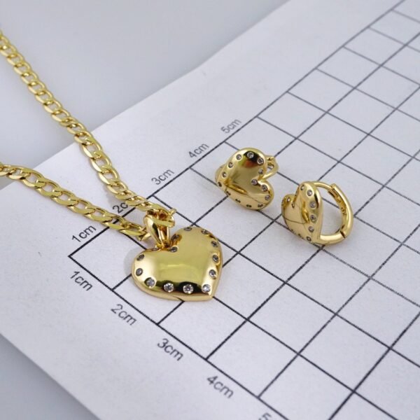 Cadenas & Colgantes & Earrings/ Chain W/Pendants /  14K Real Color/  Zircon Stone/  2mmx45cm// SET1073 - Image 3