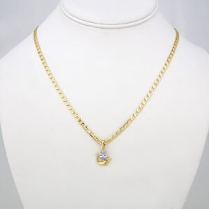 Cadenas & Colgantes & Aretes / Chain W & Pendants & Earrings/  14K Real Color/  Zircon Stone/ 3mm x 45 cm// SET109