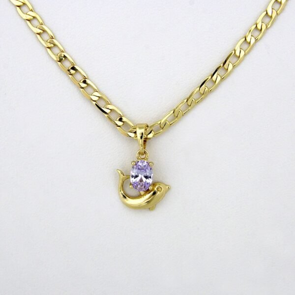 Cadenas & Colgantes & Aretes / Chain W & Pendants & Earrings/  14K Real Color/  Zircon Stone/ 3mm x 45 cm// SET109 - Image 2