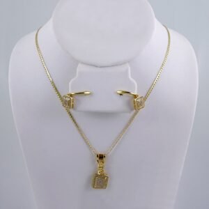 Cadenas & Colgantes & Earrings/ Chain W/Pendants /  14K Real Color/  Zircon Stone/  2mmx45cm// SET1100