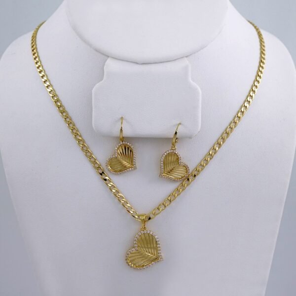 Cadenas & Colgantes & Earrings/ Chain W/Pendants /  14K Real Color/  Zircon Stone/  3mmx45cm// SET1101