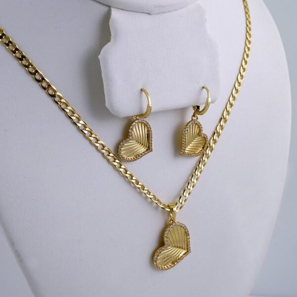 Cadenas & Colgantes & Earrings/ Chain W/Pendants /  14K Real Color/  Zircon Stone/  3mmx45cm// SET1101 - Image 2