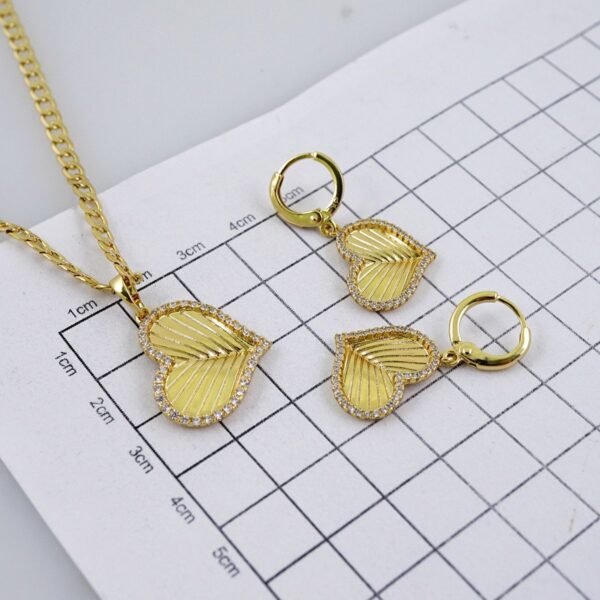 Cadenas & Colgantes & Earrings/ Chain W/Pendants /  14K Real Color/  Zircon Stone/  3mmx45cm// SET1101 - Image 3