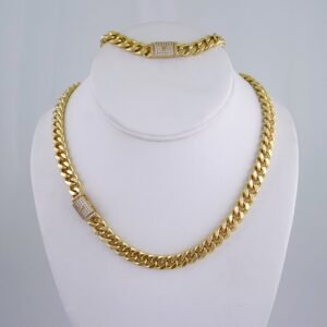 Gargantilla & Pulsera / Choker W/ Bracelet/  14K Real Color/  Zircon Stone/  6mmx45cm// SET1109