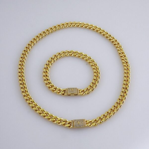 Gargantilla & Pulsera / Choker W/ Bracelet/  14K Real Color/  Zircon Stone/  6mmx45cm// SET1109 - Image 4