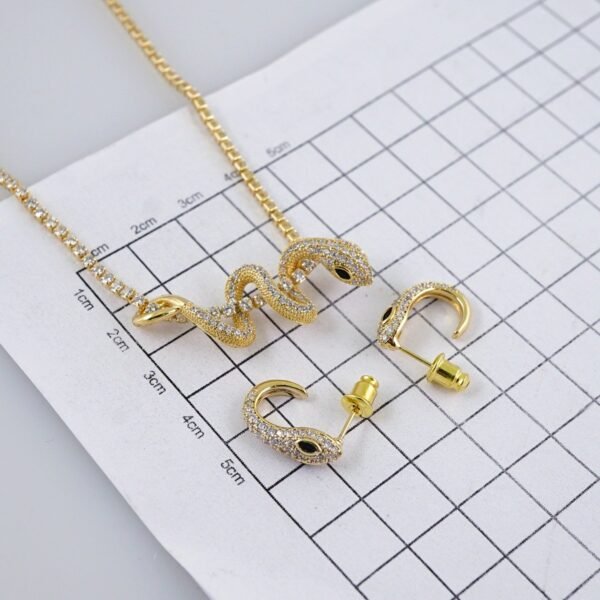 Cadenas & Colgantes & Earrings/ Chain W/Pendants /  14K Real Color/  Zircon Stone/  3mmx45cm// SET1148 - Image 4