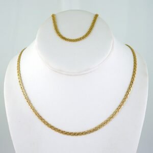 Gargantilla & Pulsera / Choker W/ Bracelet/  14K Real Color/  Plain/  4mmx45cm// SET1158