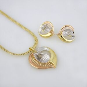 Cadenas & Colgantes/ Chain W/Pendants&Earrings/14K Real Color/ ThreeTone/ SET116