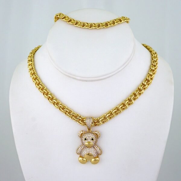 Gargantilla & Colgante & Pulsera/ Choker W/Pendants /Bracelet/ 14K Real Color/ Zircon Stone/ 8mmx45cm// SET1207