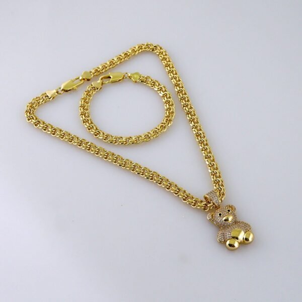Gargantilla & Colgante & Pulsera/ Choker W/Pendants /Bracelet/ 14K Real Color/ Zircon Stone/ 8mmx45cm// SET1207 - Image 2