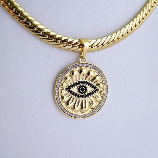 Cadena & Colgante / Chain W/ Pendants/ 14K Real Color/ Zircon Stone/ 6mmx50cm// SET1235 - Image 2