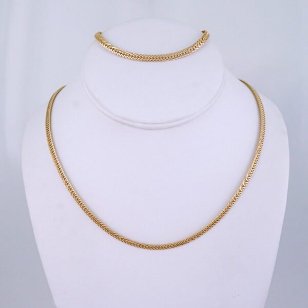 Gargantilla & Pulsera /Choker W/ Bracelet/ 14K Real Color/ Plain/ 4mmx45cm// SET1260
