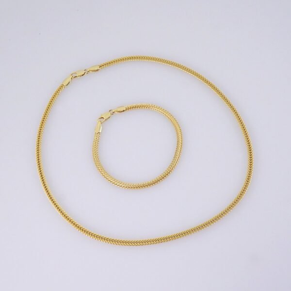 Gargantilla & Pulsera /Choker W/ Bracelet/ 14K Real Color/ Plain/ 4mmx45cm// SET1260 - Image 3
