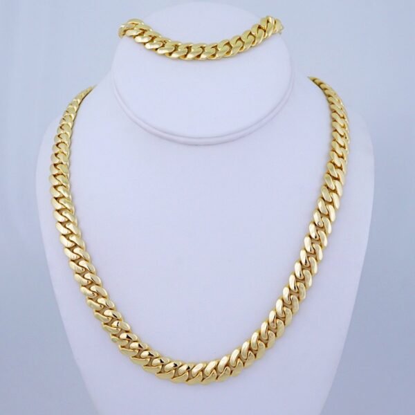 Cadenas & Pulseras/ Chain & Bracelet/ 14K Real Color/Plain/ Cierre Original/ 10mmx60cm// SET1266