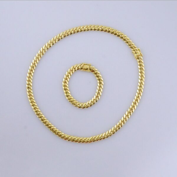 Cadenas & Pulseras/ Chain & Bracelet/ 14K Real Color/Plain/ Cierre Original/ 10mmx60cm// SET1266 - Image 4
