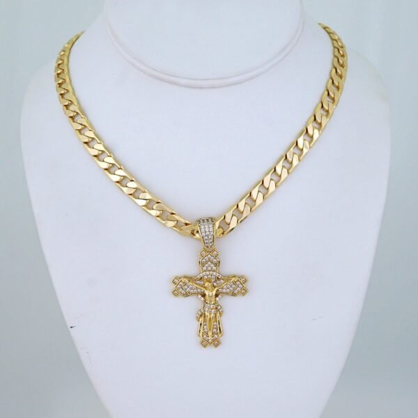 Cadenas & Colgantes/ Chain Men/Pendants/ Zircon Stone/ 14K Real Color/ 8mm x60cm// SET1282