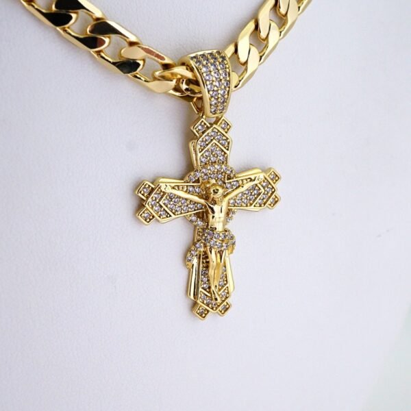 Cadenas & Colgantes/ Chain Men/Pendants/ Zircon Stone/ 14K Real Color/ 8mm x60cm// SET1282 - Image 2
