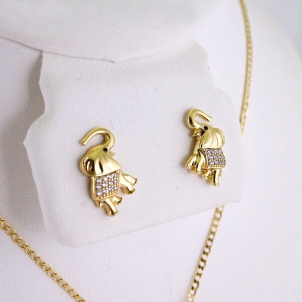 Cadenas & Colgantes & Earrings/ Chain W/Pendants / 14K Real Color/ Zircon Stone/ 2mmx45cm// SET1289 - Image 2