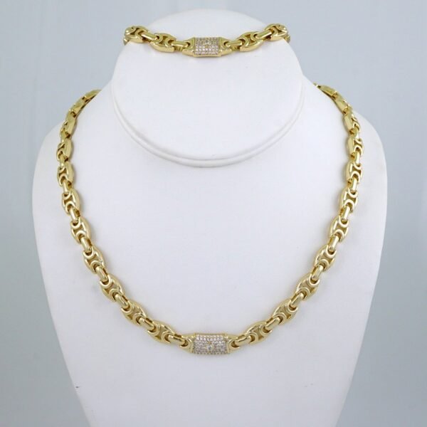 Gargantilla & Pulsera /Choker W/ Bracelet/ 14K Real Color/ Zircon Stone/ 6mmx45cm// SET1297