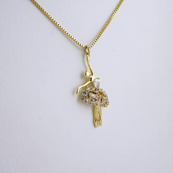 Cadenas & Colgantes-Chain Pendants- Zircon Stone-14K Real Color- Stainless Steel- 2mmx45cm-SET1336 - Image 2