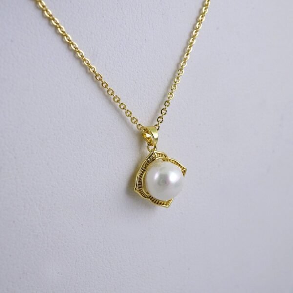 Cadenas & Colgantes & Earrings- Chain W Pendants-14K Real Color-Pearl- Stainless Steel- 2mmx45cm-SET1322 - Image 3
