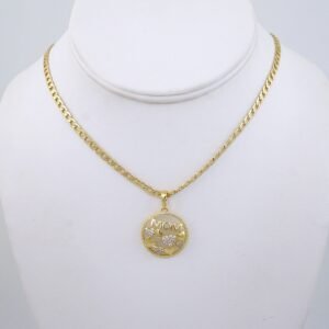Cadenas & Colgantes-Chain Pendants- Zircon Stone-14K Real Color- Stainless Steel- 3mmx45cm-SET1326