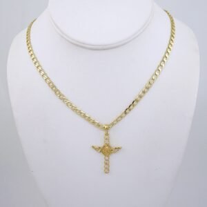 Cadenas & Colgantes-Chain Pendants- Zircon Stone- 14K Real Color- Stainless Steel-4mmx60cm-SET1327