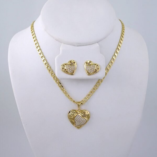 Cadenas & Colgantes & Earrings- Chain W Pendants-14K Real Color-Zircone Stone -Stainless Steel-4mmx45cm-SET1330
