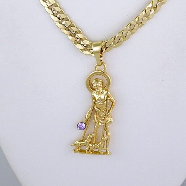 Cadenas & Colgantes- Chain Men Pendants- Zircon Stone- 14K Real Color- Stainless Steel- 8mm x60cm-SET1334 - Image 2