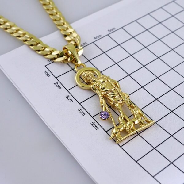 Cadenas & Colgantes- Chain Men Pendants- Zircon Stone- 14K Real Color- Stainless Steel- 8mm x60cm-SET1334 - Image 3