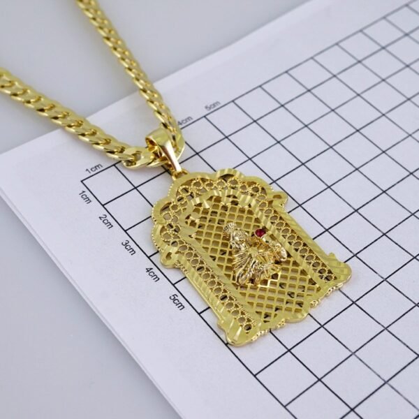 Cadenas & Colgantes- Chain Men Pendants- Zircone Stone- 14K Real Color- Stainless Steel- 8mm x60cm-SET1335 - Image 3