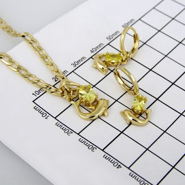 Cadenas & Colgantes/ Chain W/Pendants / 14K Real Color/Zircon Stone/ 3mm x 45cm// SET211 - Image 4