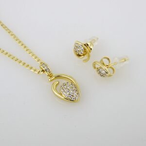 Cadenas & Colgantes & Earrings/ Chain W/Pendants /14K Real Color/Zircon Stone// SET222