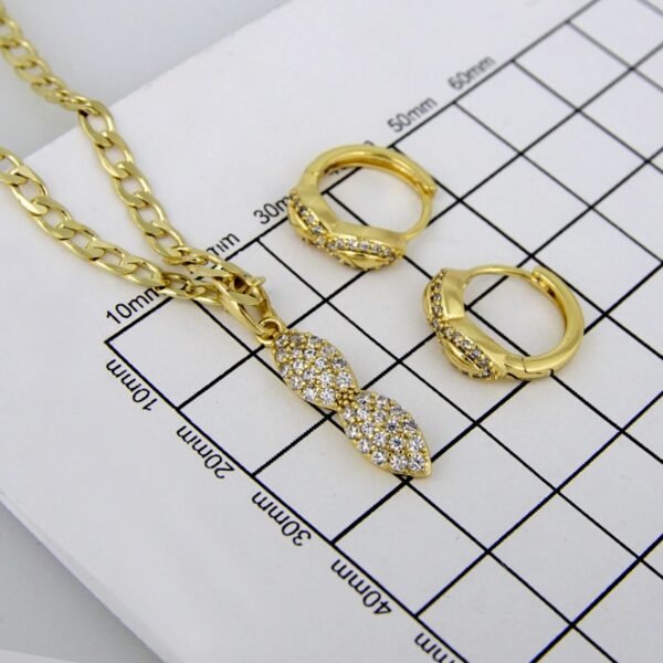 Cadenas & Colgantes & Earrings/ Chain W/Pendants / 14K Real Color/ Zircon Stone/ 3mmx45cm// SET224 - Image 4