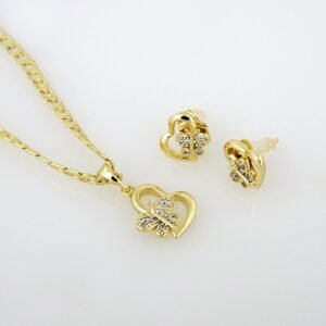 Cadenas & Colgantes & Earrings/ Chain W/Pendants /  14K Real Color/  Zircon Stone/  3mmx45cm// SET225