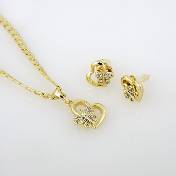 Cadenas & Colgantes & Earrings/ Chain W/Pendants /  14K Real Color/  Zircon Stone/  3mmx45cm// SET225
