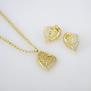 Cadenas & Colgantes & Earrings/ Chain W/Pendants /  14K Real Color/  Zircon Stone/  3mmx45cm// SET228