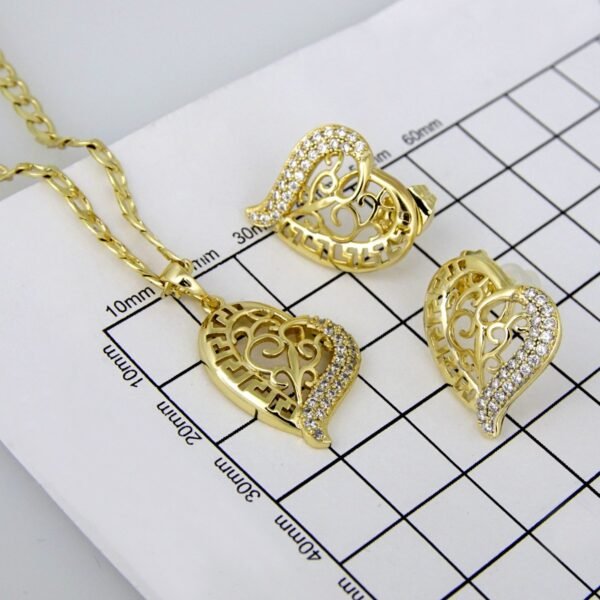 Cadenas & Colgantes & Earrings/ Chain W/Pendants /  14K Real Color/  Zircon Stone/  3mmx45cm// SET228 - Image 4