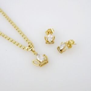 Cadenas & Colgantes & Earrings/ Chain W/Pendants /  14K Real Color/  Zircon Stone/  3mmx45cm// SET229