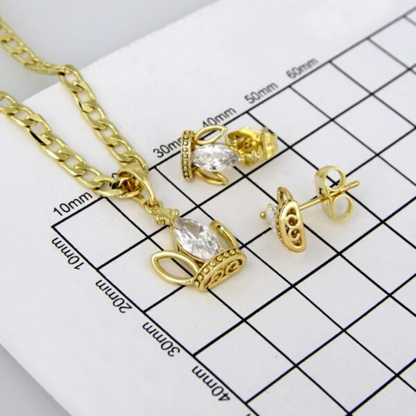 Cadenas & Colgantes & Earrings/ Chain W/Pendants /  14K Real Color/  Zircon Stone/  3mmx45cm// SET229 - Image 4