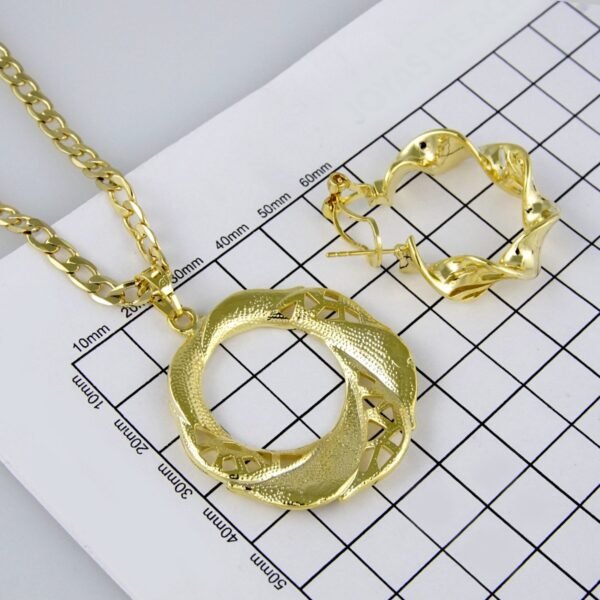 Cadenas & Colgantes & Earrings/ Chain W/Pendants /14K Real Color/ Plain/ 3mm x45cm// SET235 - Image 6