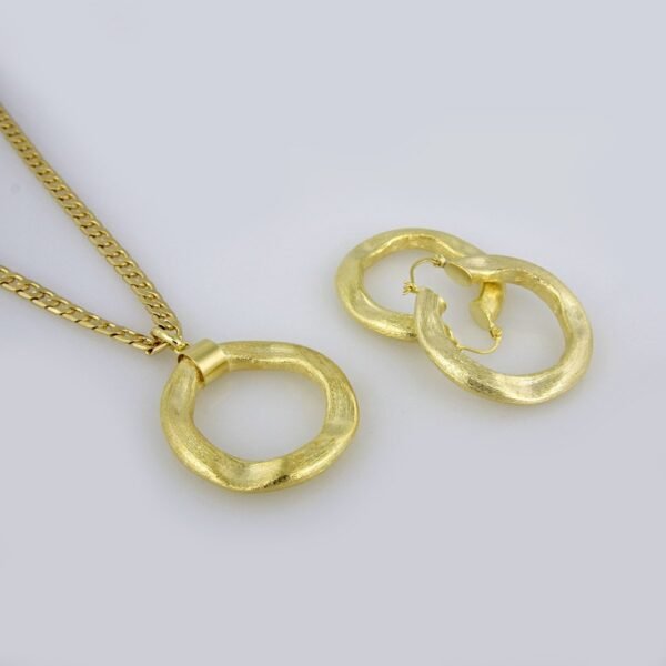 Cadenas & Colgantes & Earrings/ Chain W/Pendants / 14K Real Color/ Plain// SET238