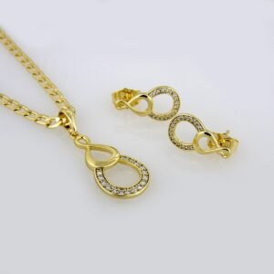Cadenas & Colgantes & Earrings/ Chain W/Pendants /14K Real Color/Zircon Stone/ 3mmx45cm// SET240