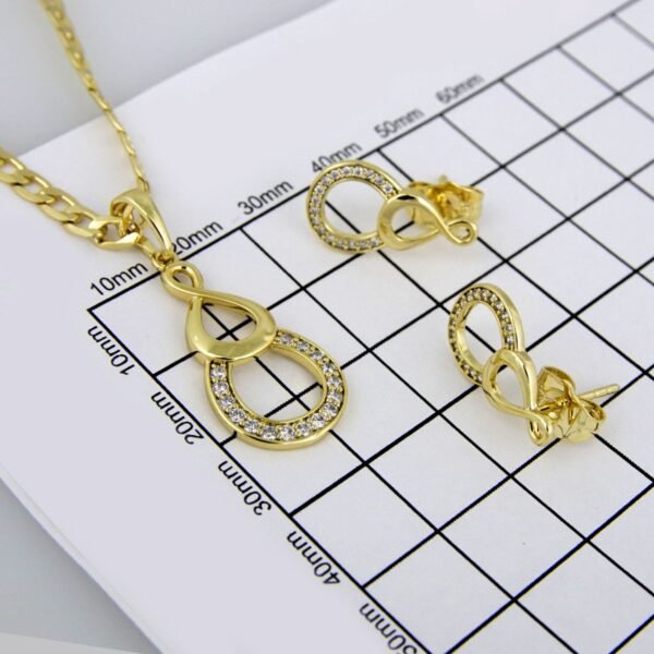 Cadenas & Colgantes & Earrings/ Chain W/Pendants /14K Real Color/Zircon Stone/ 3mmx45cm// SET240 - Image 3