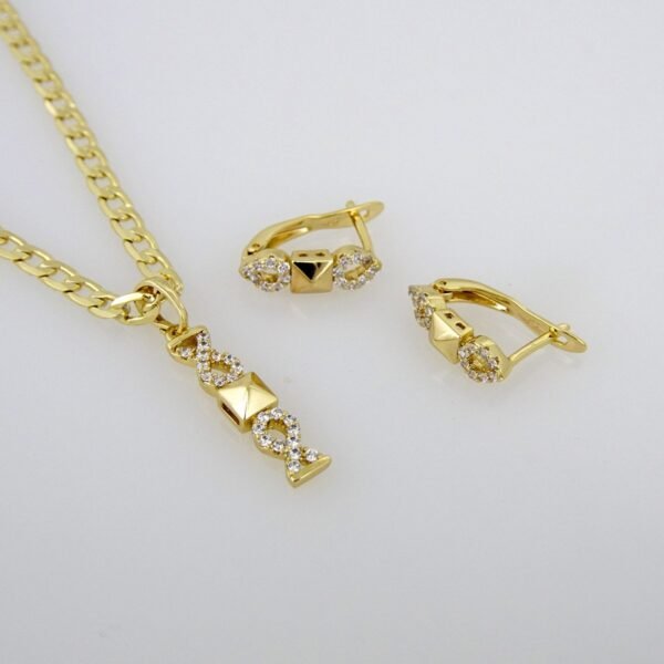 Cadenas & Colgantes & Earrings/ Chain W/Pendants / 14K Real Color/ Zircon Stone/  3mmx45cm// SET241