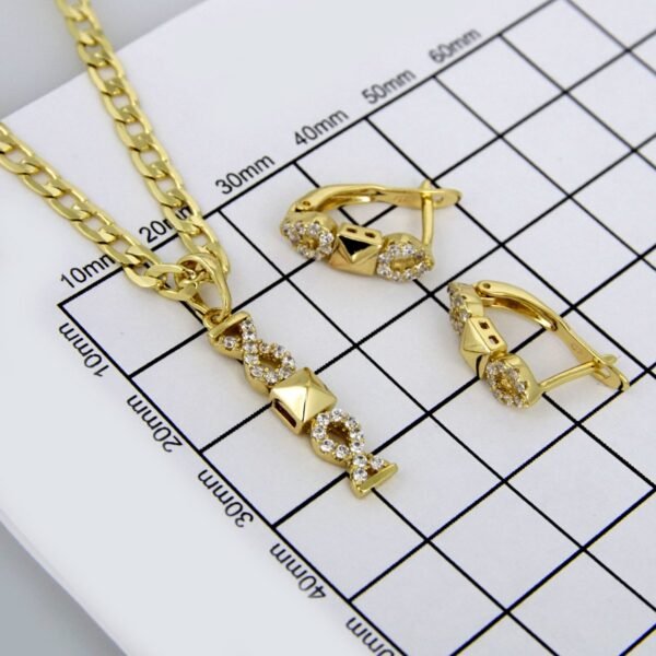 Cadenas & Colgantes & Earrings/ Chain W/Pendants / 14K Real Color/ Zircon Stone/  3mmx45cm// SET241 - Image 3